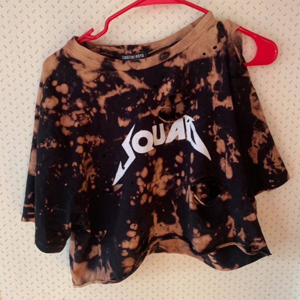 Squad ripped crop top.